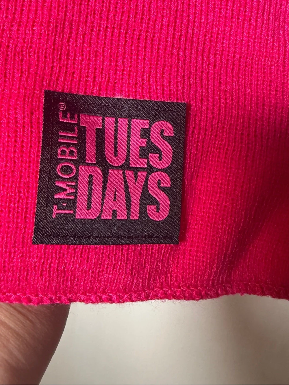 T-Mobile Tuesdays Black & Hot Pink Striped Knit Scarf